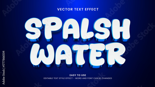 Editable text effect spalsh water 3d 