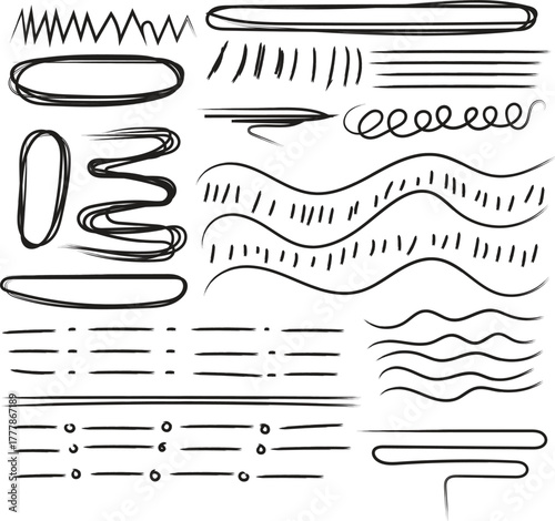 Wallpaper Mural Hand draw design brush elements vector line shape set of calligraphic design  Torontodigital.ca