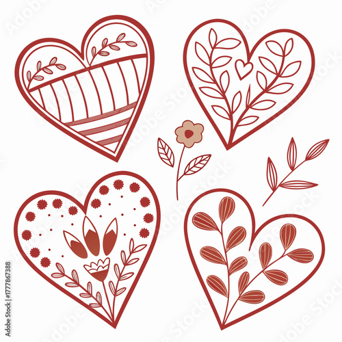 Set of hearts vector illustration for love and romance design