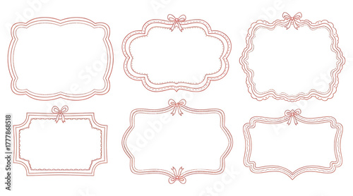 Elegant collection of six decorative frames isolated on white background, featuring intricate designs and delicate embellishments, perfect for adding a touch of sophistication to any project