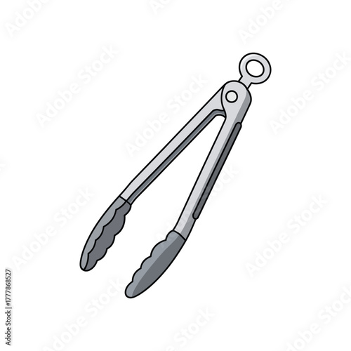 Metal Kitchen Tongs with Gray Silicone Tips