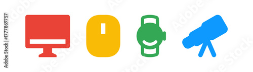 Computer and Device Icons – Screen, Camera, Telescope Pack