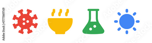 Virus and Laboratory Icons – Biology, Science, Research