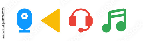 Media Control and Music Icons – Video, Play, Sound, Audio