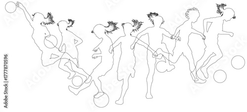 Silhouette soccer football player set. Active sports people healthy players fitness silhouettes concept.