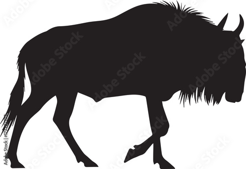 Majestic wildebeest silhouette majestic wild african animal profile standing side view
