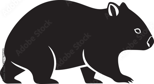 Wombat silhouette side profile a sturdy australian marsupial creature walking