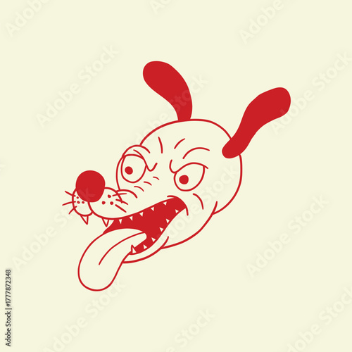 dog angry retro cartoon illustration