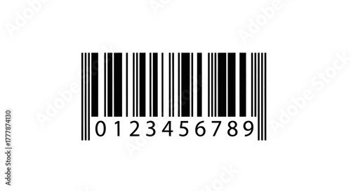 A simple black and white barcode with the numbers 0123456789 printed below the vertical lines.