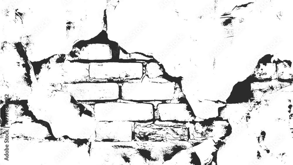 custom made wallpaper toronto digitalSketch crack texture. Ground cracks, breaks on land surface from earthquake. Grunge and distressed effect. Black and white brick wall background. vector crack old wall background.