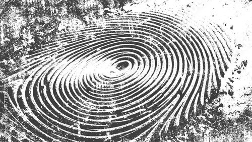 Vector black fingerprint background. Detailed fingerprint on grunge background symbolizing identity verification.	