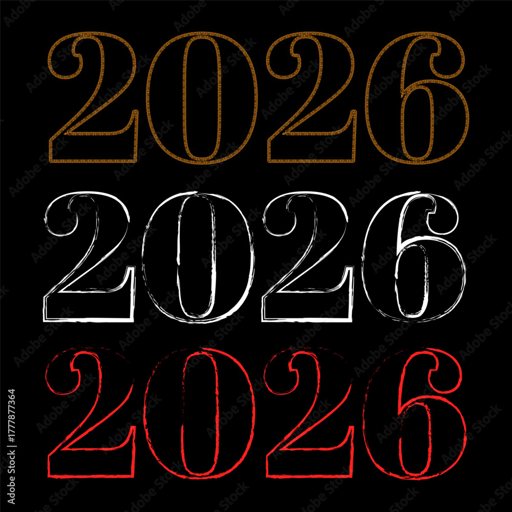 Obraz premium Textured 2026 Year Numbers in Multiple Styles