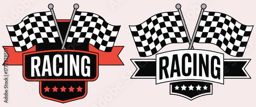 Racing motorsport badge vector, logo emblem design, speed performance, car team branding, professional sport identity, racing illustration, automotive graphics, competition symbol, branding concept