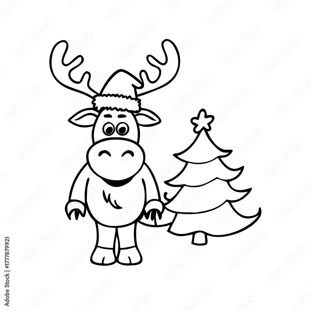 Fototapeta premium reindeer with christmas tree