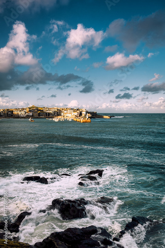 Coastal Harbour of St Ives, Cornwall under Dramatic Sky