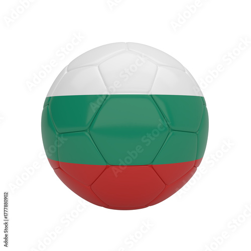 3d rendering of a soccer ball textured with the national flag of Bulgaria isolated on a gray background