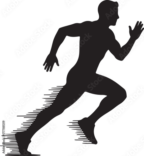 Silhouette of a runner with motion blur effect running athlete also transparent background