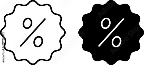 Two wavy edge percent symbols one black one white