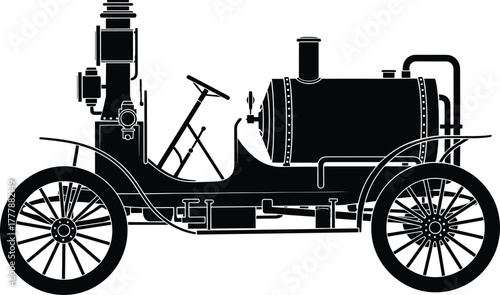 Antique Automobile Silhouette vector, automobile, car, antique, vector, silhouette, vintage, classic, retro, vehicle, transport, transportation, old, drawing, icon, logo, graphic, art, style, design, 