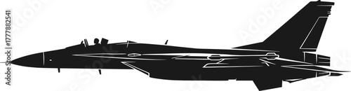 Black silhouette of a fighter jet airplane in side view, airplane, jet, fighter, aircraft, military, aviation, speed, flight, silhouette, black, white, transport, wing, engine, cockpit, tail, aerodyna