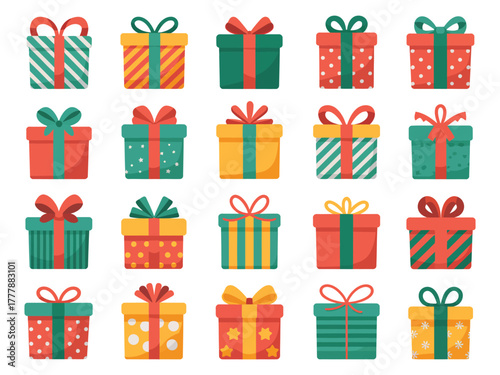 A vibrant collection of festive gift boxes with ribbons and bows, representing celebration and giving.