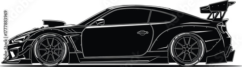 Modified Sports Car Silhouette vector illustration, modified, sports, car, silhouette, vector, illustration, racing, speed, vehicle, automobile, fast, race, tuning, drift, street, motor, power, design