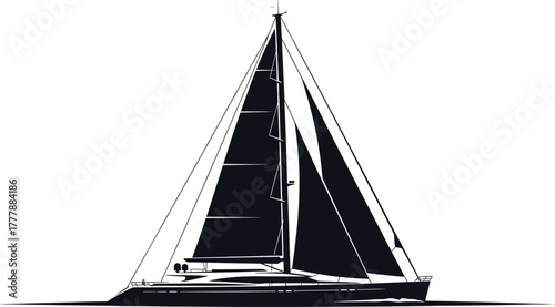 Sailboat with full sails on the water yacht sailing, sailboat, yacht, sailing, boat, water, sea, ocean, vessel, ship, travel, leisure, recreation, sport, adventure, journey, transport, transportation,