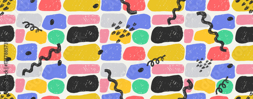 Seamless pattern hand drawn abstract rectangle frames, banners. Organic doodle liquid shapes. Organic vector flat blobs. Irregular fluid bubbles. Vector empty text box isolated, seamless pattern.