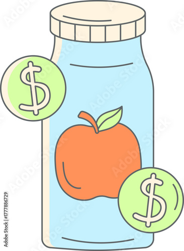 Boost your savings with healthy choices, visualizing financial growth and well-being, a modern symbol for prosperity and mindful living, scalable vector graphic