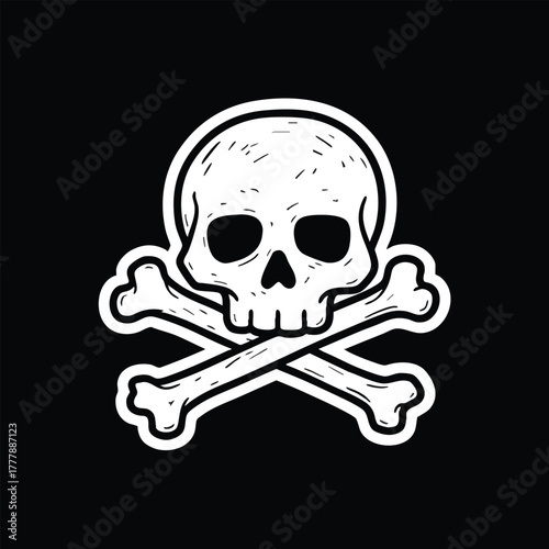 Iconic Skull and Crossbones Symbol Representing Danger and Mortality Isolated on Black Background