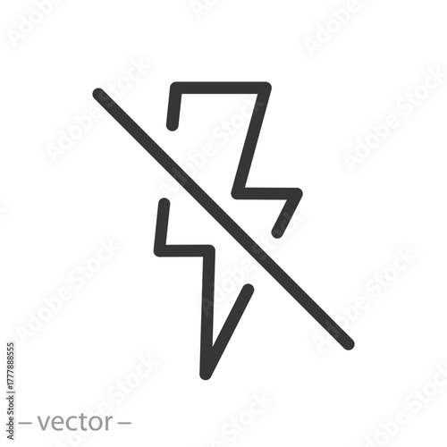 no power, there is no electricity icon, thin line symbol on white background - editable stroke vector illustration