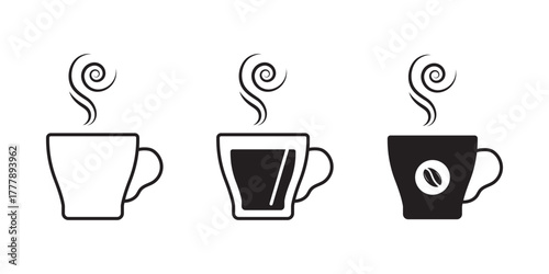 Coffee cup vector icon set. Cups of coffee tea symbol collection. Vector Illustration.