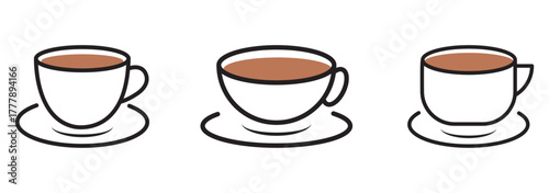 Coffee cup vector icon set. Cups of coffee tea symbol collection. Vector Illustration.