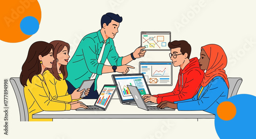 Teamwork And Collaboration For Business Success: Group Of People Working Together