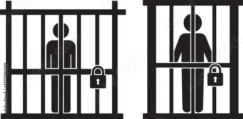 Two figures in cages silhouette