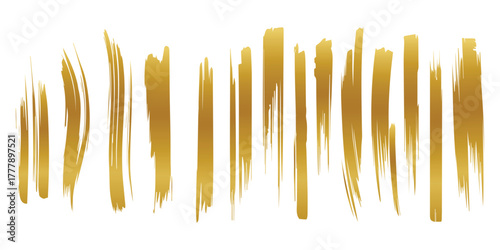 Golden paint brush strokes texture for artistic abstract element design.