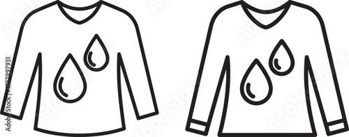 Two long sleeve shirts with water droplet icons silhouette
