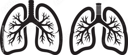 Black and white silhouette of human lungs