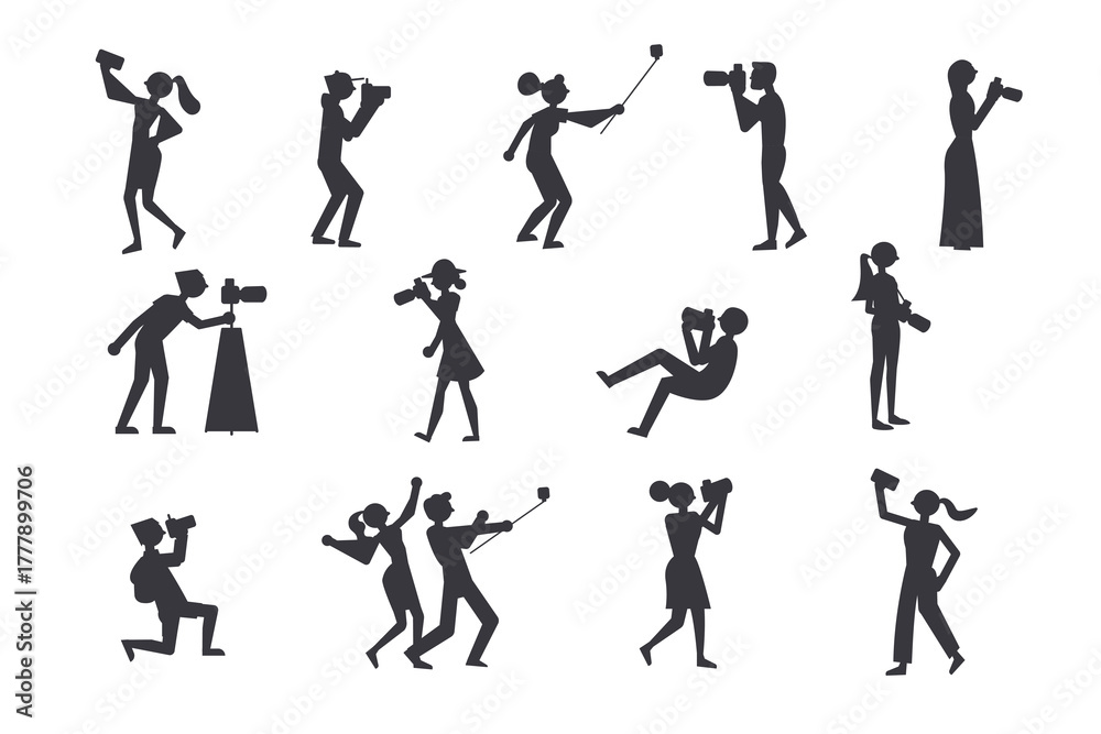 Naklejka premium vector silhouettes of people photoshort