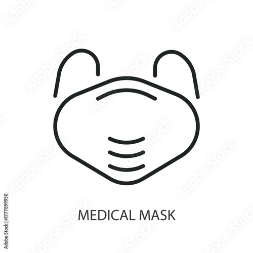 Medical mask thin line icons. Original vector illustration.