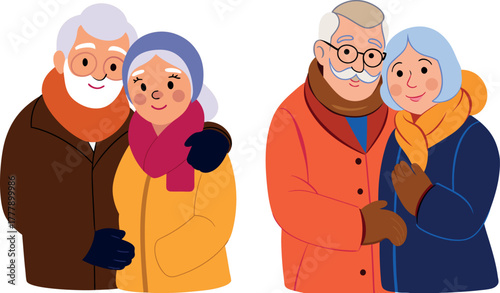 old couple cartoon, senior citizens illustration, elderly people artwork, grandparents vector design, retirement couple cartoon, old age lifestyle art, family love illustration, mature couple design, 