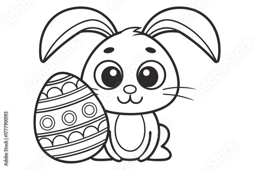 Cute bunny with easter egg coloring page