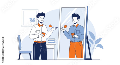 A Person Reflecting in a Mirror Demonstrating Self-Image and Personal Perception