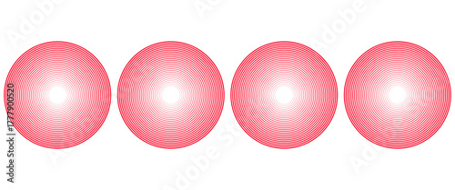 Pain red circles. Pain localization sign and pain pointings. Red rings. Sonar waves. Set of radar icons. Symbols for medical design. Vector illustration.