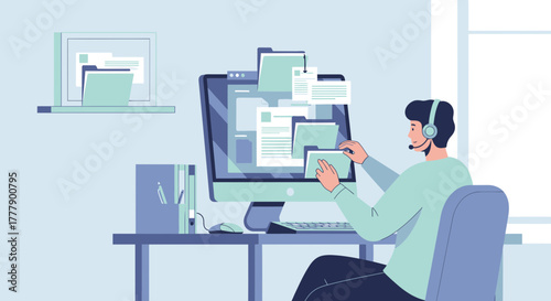 Agent Navigating Digital Documents and Files, Working in a Modern Office Environment