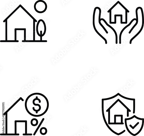 Real Estate Investment Protection Icon Set