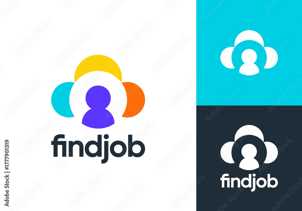 Fototapeta premium simple find job logo. creative search work vector graphic design