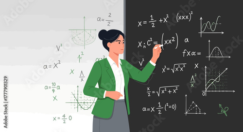 Educator Immersed In Math Concepts and Equations While Explaining Complex Theories