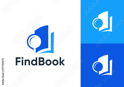 abstract find book logo icon design concept