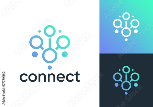 abstract neuron connect logo. network signal technology connectivity symbol icon design